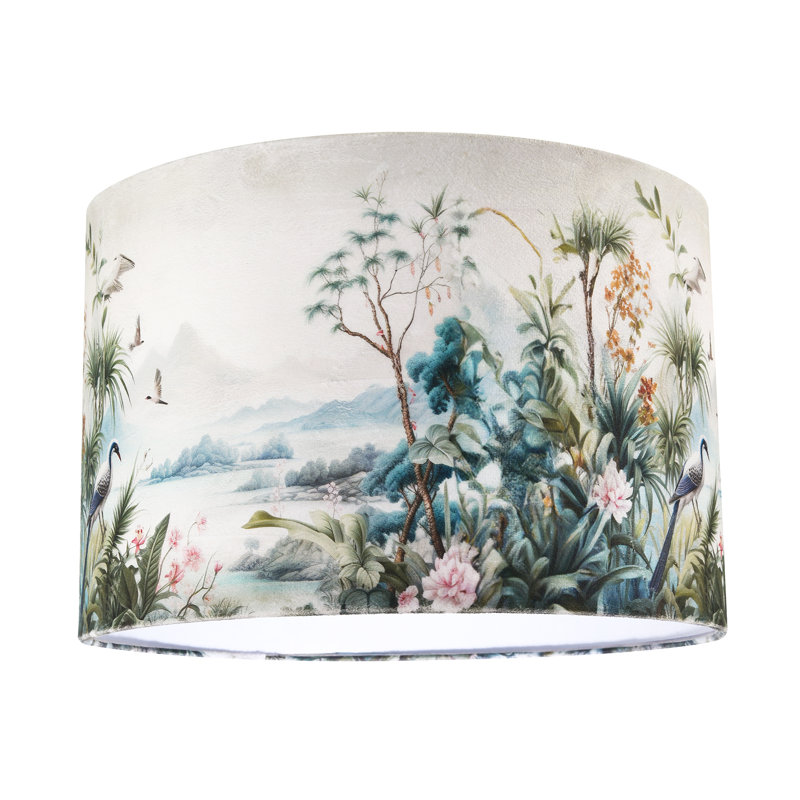 10cm H Velvet Drum Lamp Shade ( Screw On ) in Green
