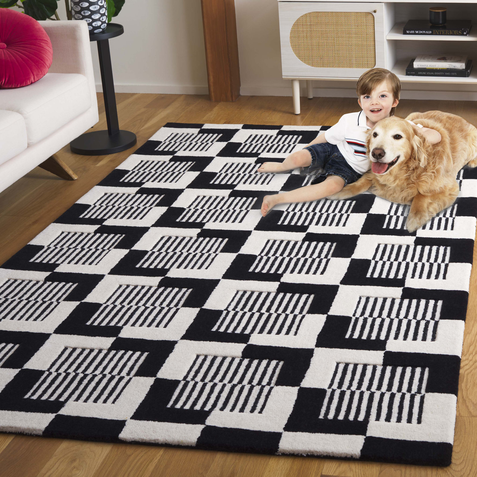 Harton Hand-Tufted Geometric Rug, Rectangle 5' x 8'