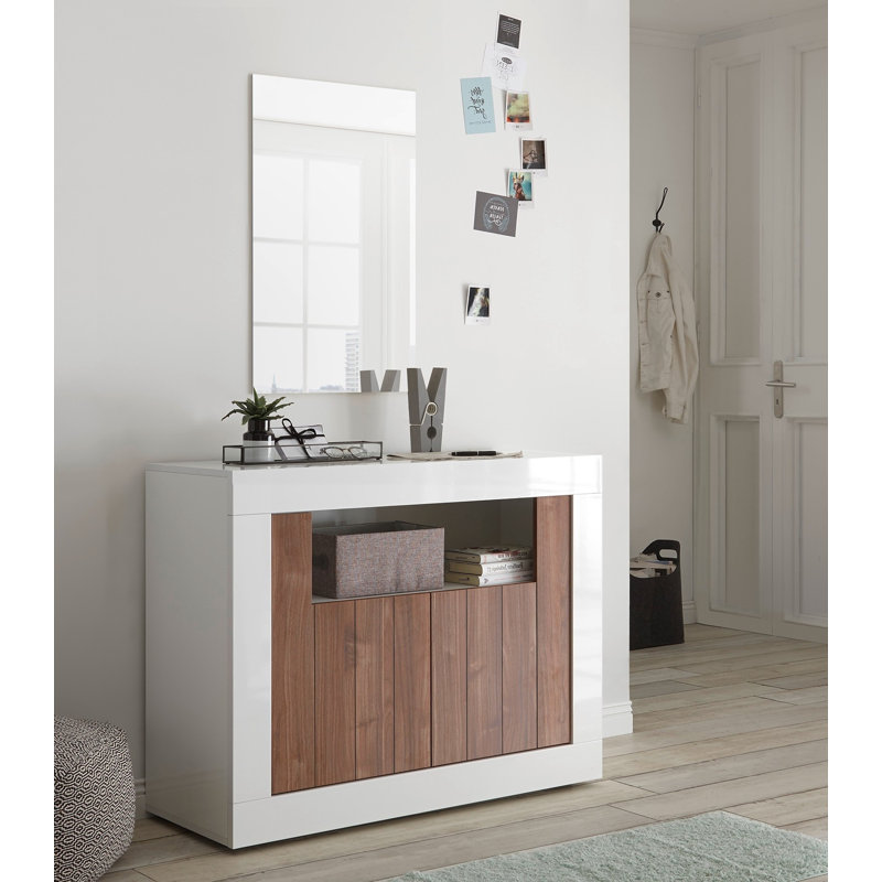 Hisey 110cm Sideboard, White/Walnut