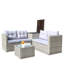 Ensemble de canapé modulaire en osier de patio 4 pièces avec boîte de rangement