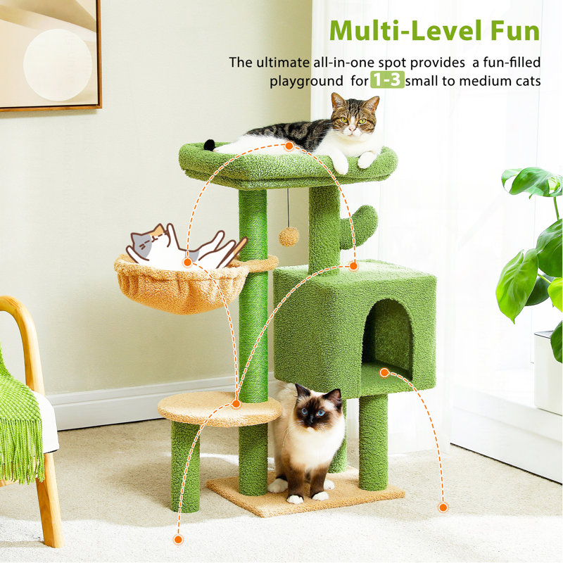 Grand arbre à chat 35,4 po Cactus, Vert
