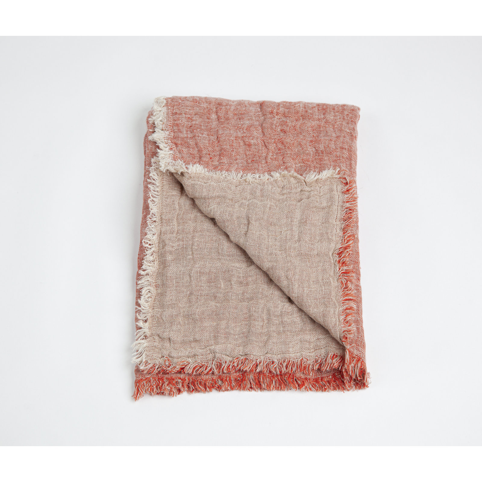 Brissia Linen Throw Blanket, Pomegranate