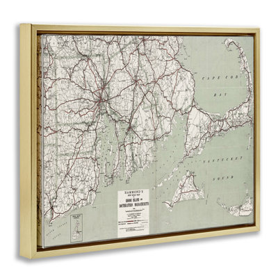 «Cape Cod & Ri Map», art mural encadré par Graffi * Tee Studios
