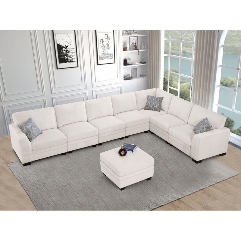 Lareese Corduroy Compression L-Shaped Sectional Right Hand Facing, Cream Corduroy