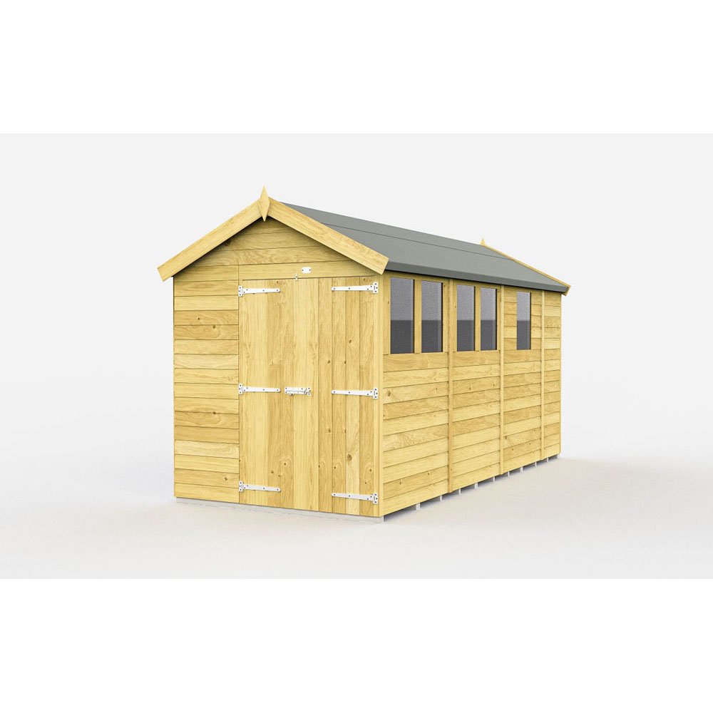 7ft x 13ft Apex Shed - Double Door with Windows