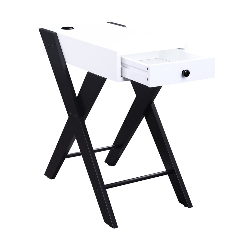 Table d'appoint Cool White and Black avec espace de rangement dissimulé pour installation encastrée, Blanc