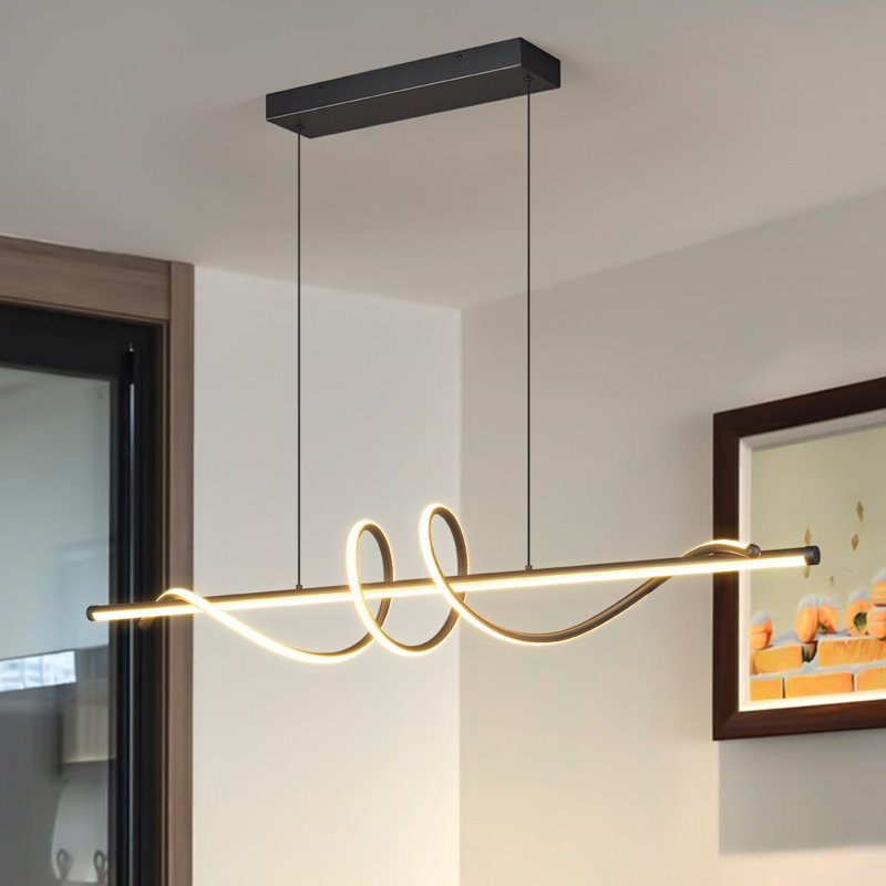Luminaire moderne à DEL à intensité variable 3000K-6000K avec télécommande Luminaires suspendus à hauteur réglable Lustres irréguliers pour salon Îlot de cuisine Chambre à coucher