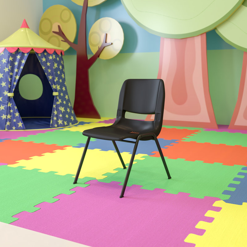 Black Metal Armless Stacking Classroom Chair