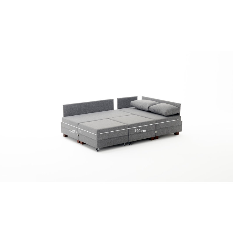 Canapé modulaire 4 pièces Highlawn, 100 % coton gris, Face à la droite