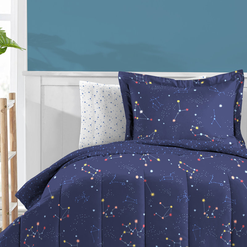 Full Blue Microfiber Boys' Reversible Bed in a Bag Set