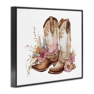 Blooming Cowboy Boots Framed Giclee Art by Birch&Ink