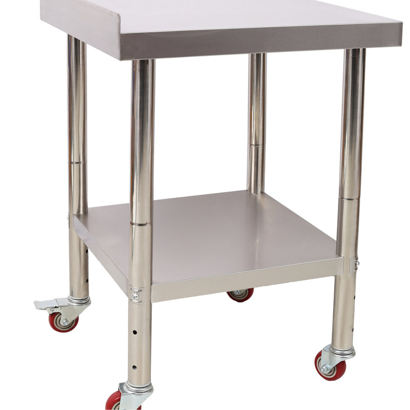 24 X 35-1/2 Inch 440Lbs Capacity Prep Table With Backsplash, Adjustable Undershelf And 4 , Stainless Steel For Kitchen Laundry Storage Heavy Duty & Restaurant Prepping