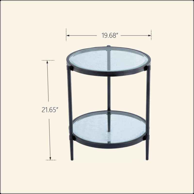 Table basse élégante et minimaliste, verre trempé transparent et cadre industriel noir mat