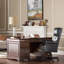 Fauteuil de bureau ergonomique à haut dossier et capitonné LeatherSoft-15331028