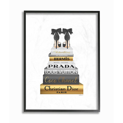 «Black Heels Gold Bookstack Glam Fashion» par Amanda Greenwood - impression d'art graphique