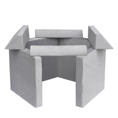 Canapé modulaire pour enfants, canapé modulaire convertible 8 pièces pour salle de jeux, chambre à coucher, canapé multi-fonctions pour enfants, gris