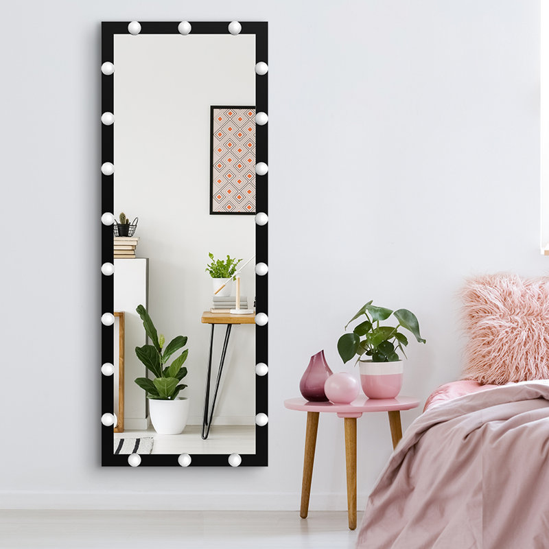 Miroir de plancher pleine longueur 3 couleurs pour le vestiaire: noir 63 po x 24 po, fixation murale, commande tactile, corps en aluminium.