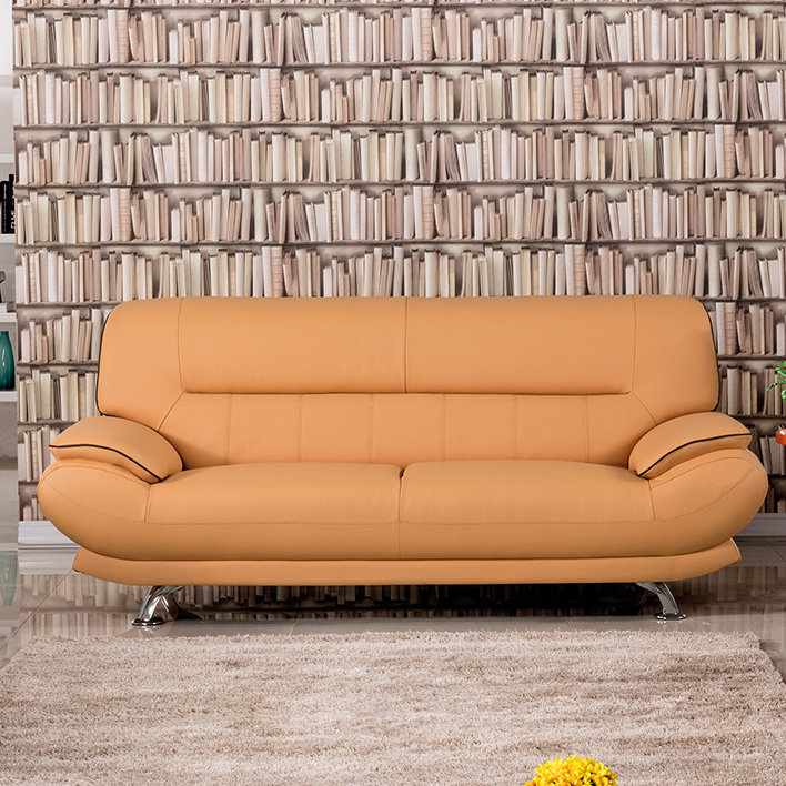 Holbrooke 83'' Faux Leather Sofa, Yellow Faux Leather