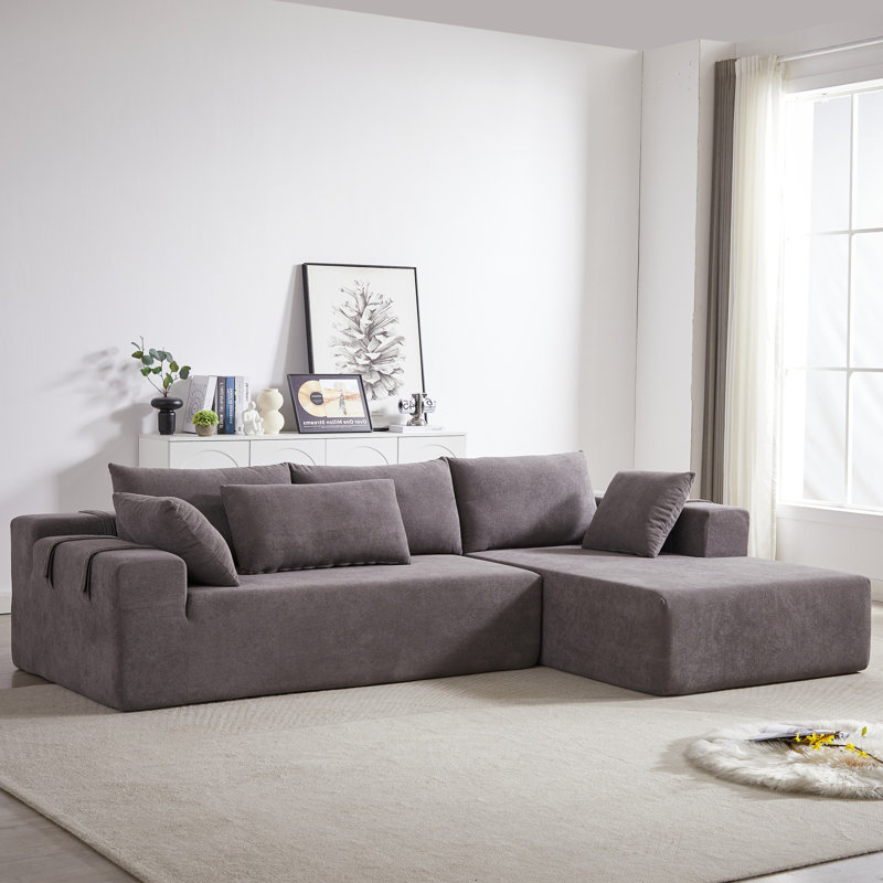 Ensemble de canapé modulaire rembourré en chenille Modern, canapé de salon modulaire en L de 108 pouces avec 6 coussins, combinaison gratuite