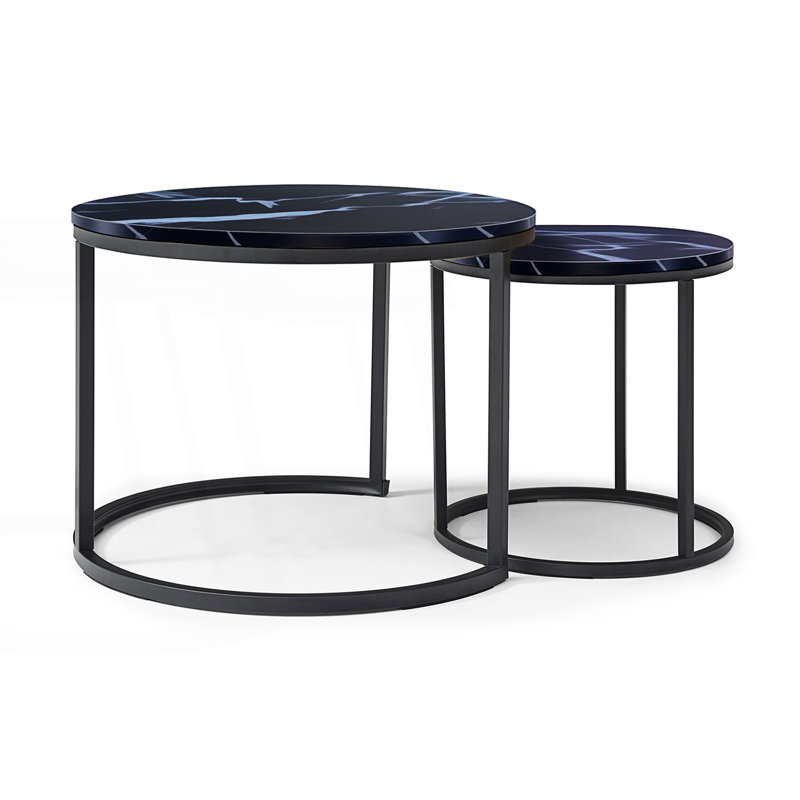 Ensemble de 2 tables basses gigognes, tables rondes et tables de salon