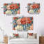 Ensemble d'ornements floraux en métal Coral Blue Carnations Harmony I