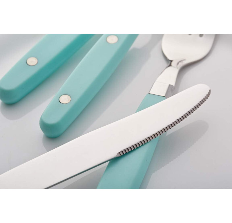 Exzact 24 Stainless Steel Cutlery Set, Service for 6, Turquoise