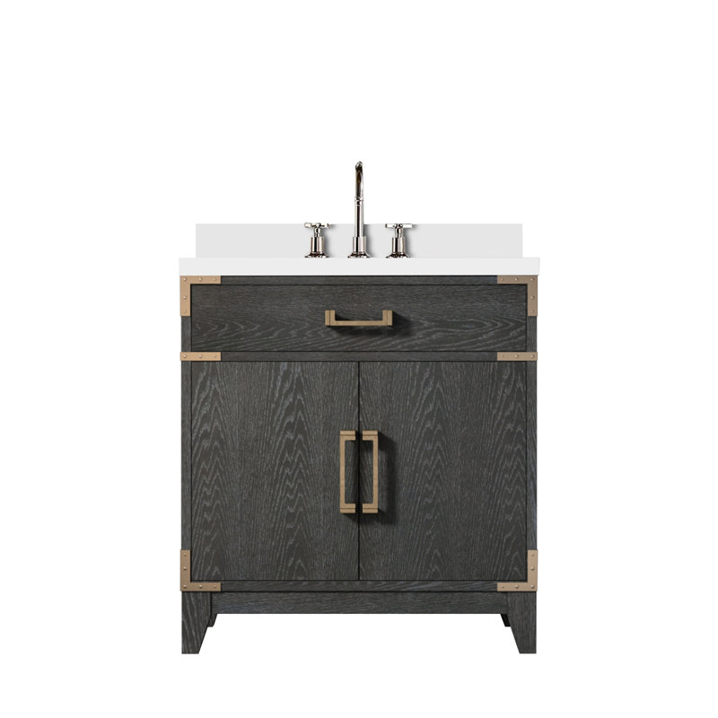 Ensemble de meuble-lavabo simple 30 po x P 22 po Laurel, Chêne noir, Quartz blanc