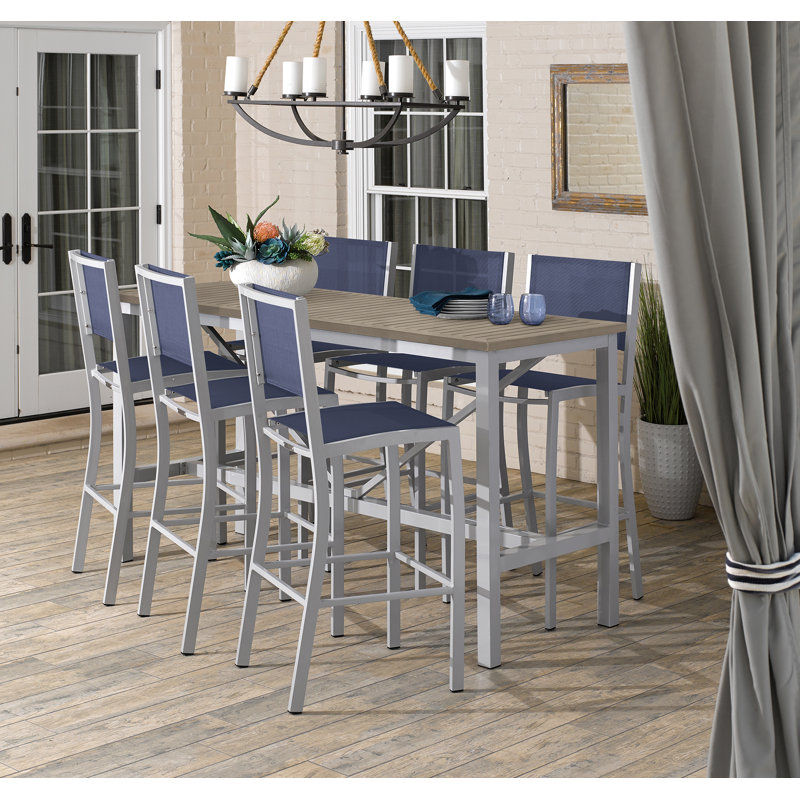 Travira Aluminum Bar Table, Teakwood Vintage