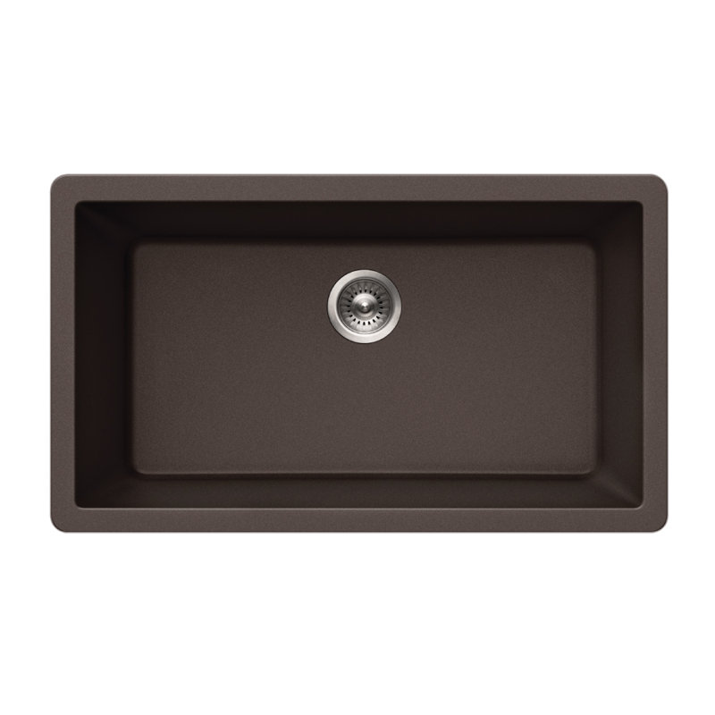 Évier de cuisine à simple cuve en composite de granite 33 pouces Houzer Quartztone, Moka