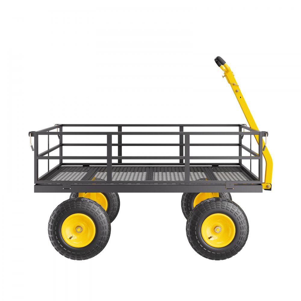 1200 Lbs Steel Garden Cart, Heavy Duty Pullable Garden Wagon Yard Cart, 2 in 1 Outdoor Metal Utility Wagon Yard Trailer with 13" All Terrain Tires, Me