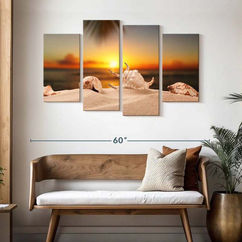 Sandy Beach Seashells, H 32 po x l 52 po