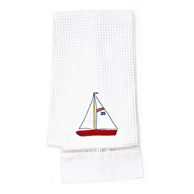 Sailboat Cotton Ultra Light Waffle Hand Towel