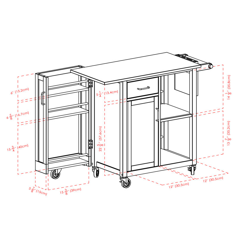 Kedwin Solid Wood Kitchen Cart