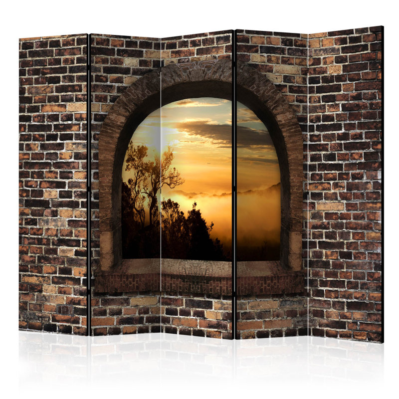 Brubaker 225cm W x 172cm H 5 - Panel Solid Wood Folding Room Divider