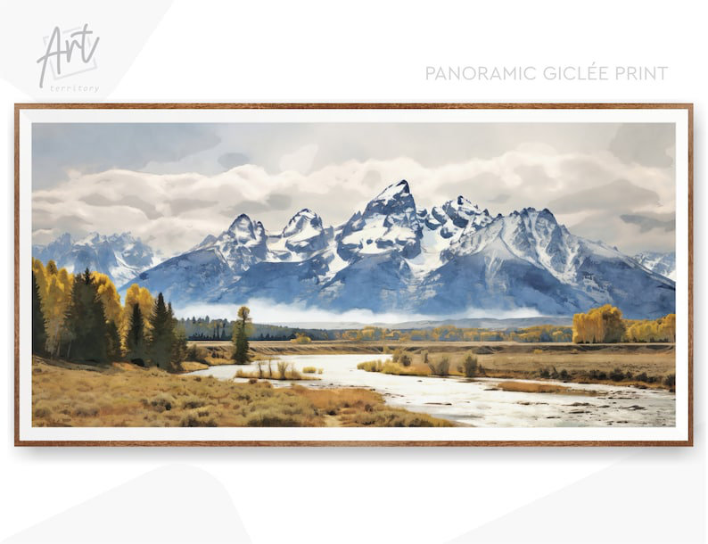 Parc national de Grand Teton, art mural horizontal, Toile tendue, L 56 po x H 28 po x P 1,5 po