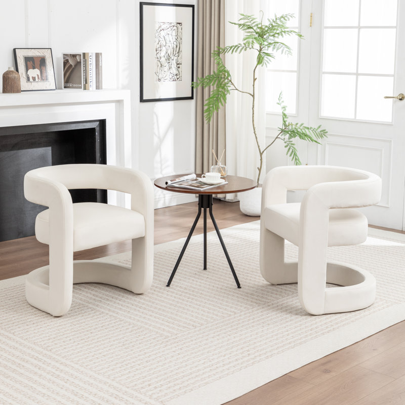 Ensemble de 2 chaises de salle à manger en velours Kirsi, Beige
