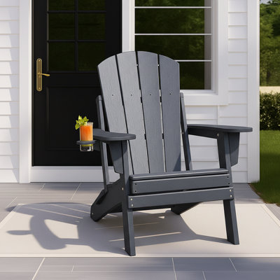 Weather-Resistant Foldable Outdoor Adirondack Chair，Gray