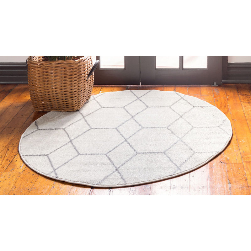 Tapis contemporain Tellaro de couleur crème, Rond 3 pi