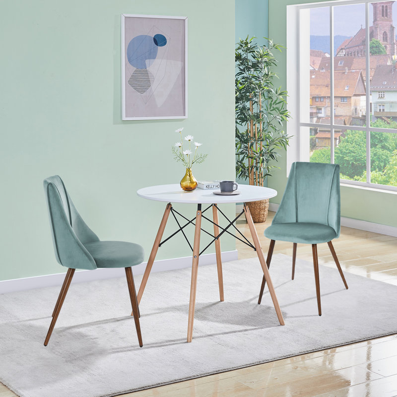 Ensemble de salle à manger 2 personnes Fredreka, Vert lac / brun foncé, Blanc, H 32,7 po x l 18,9 po x P 20,1 po