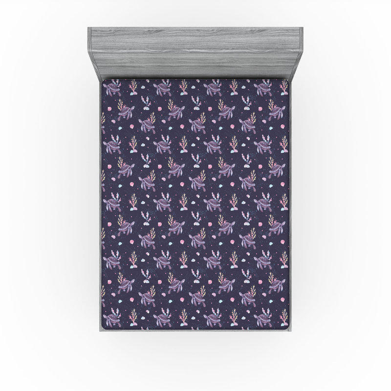 Drap-housse bleu marine Ambesonne Caretta, Drap-housse très grand californien