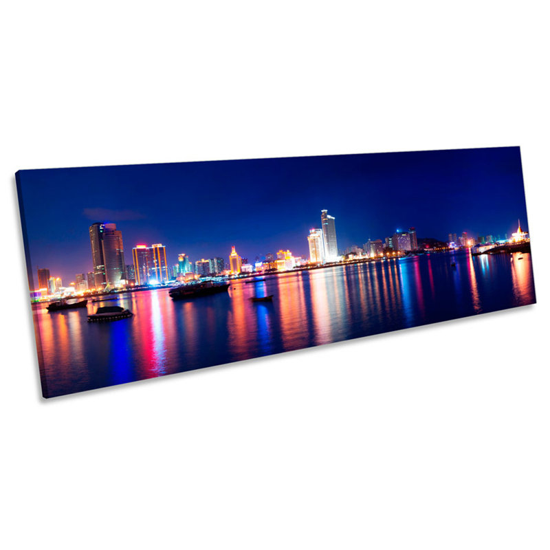 Xiamen China Skyline City - Wrapped Canvas Panoramic Print, 30.48cm H x 91.44cm W