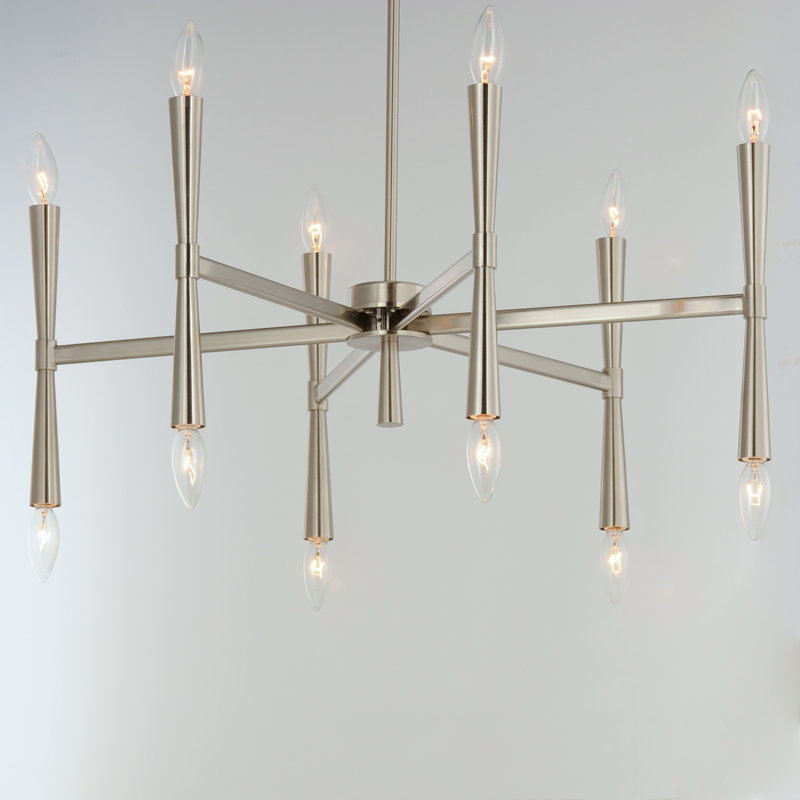 Monstair 12 - Light Dimmable Modern Linear Chandelier, Satin Nickel
