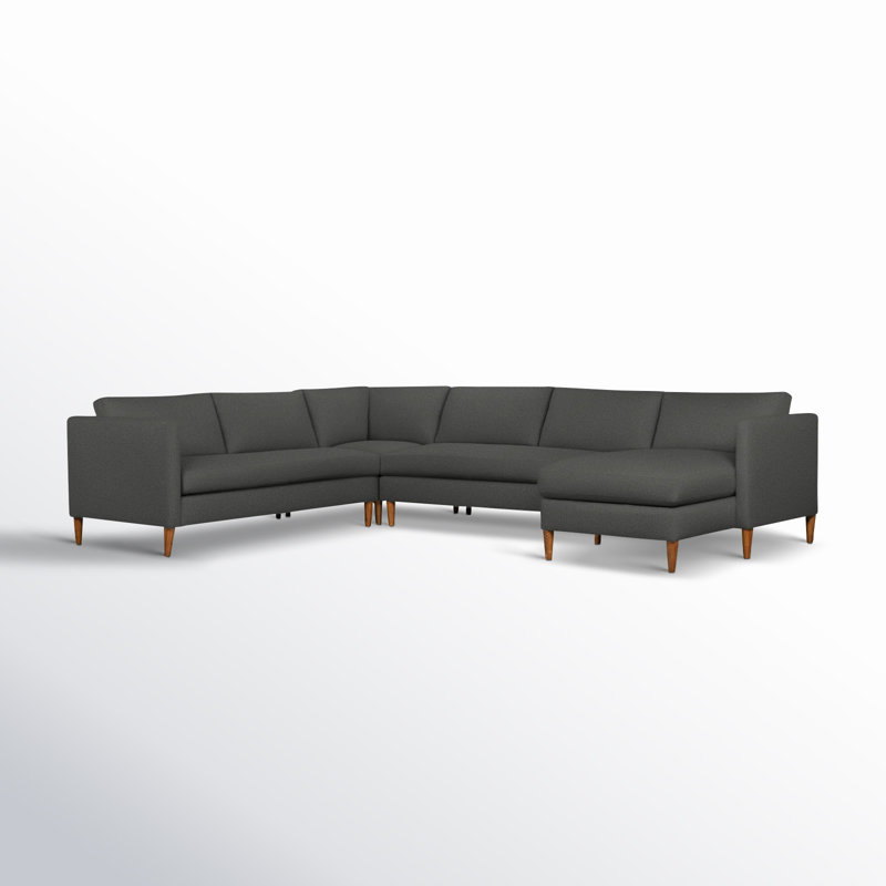 Clifford 4-Piece Upholstered Custom Sectional, Right Hand Facing, Davis Smoke Bouclé