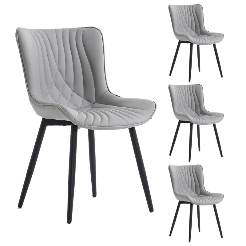 Comfortable Padded Dining Chairs with Back Easy Assembly Upholstered Side Chair, Accent Chairs for Kitchen, Dining Room, Grey