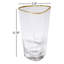 Hammered High Ball Glass-Clear w/Gold Rim