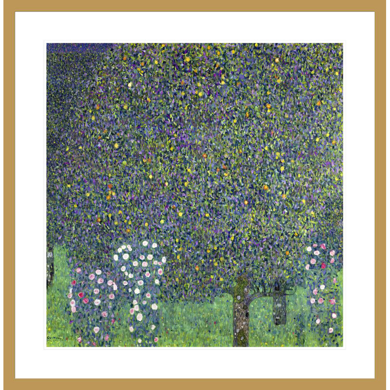 Roses sous les arbres par Gustav Klimt, impression giclée encadrée, H 34,13 po x l 33,5 po