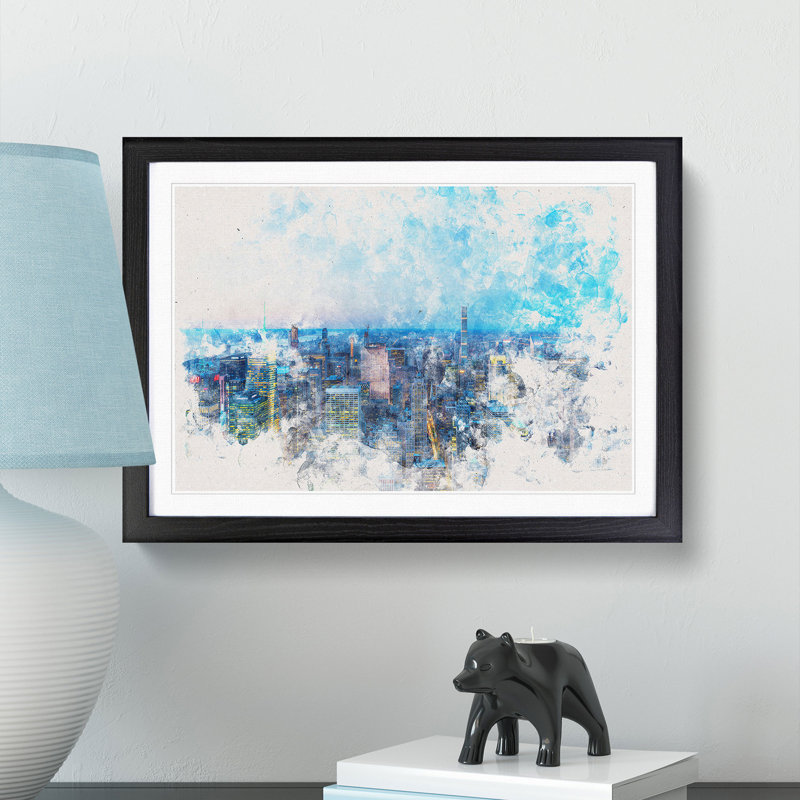 The Sky Above New York - Picture Frame Painting Print, 45cm H x 63cm W x 2cm D, Black Framed