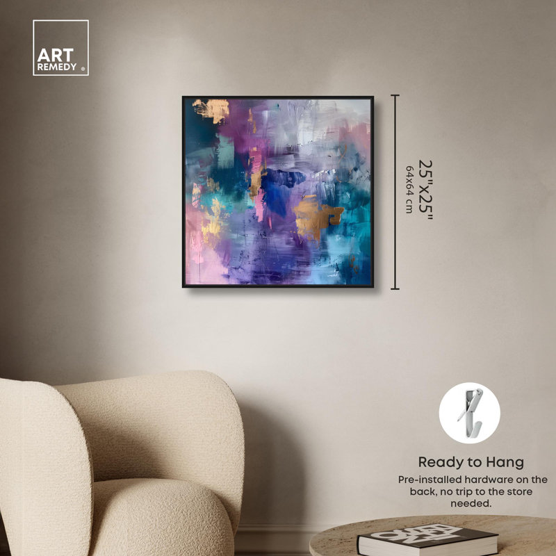 Beautiful Jewels Canvas Colorful Abstract Wall Art by Art Remedy, Black Framed, 25" H x 25" W