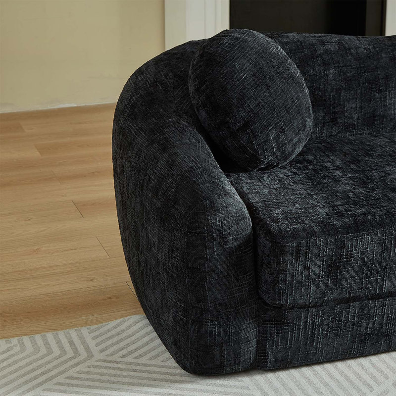Canapé-lit inclinable incurvé de 86 pouces, canapé-lit pliant sans cadre 2 en 1 avec base coulissante et assise profonde, canapé deux places en chenille