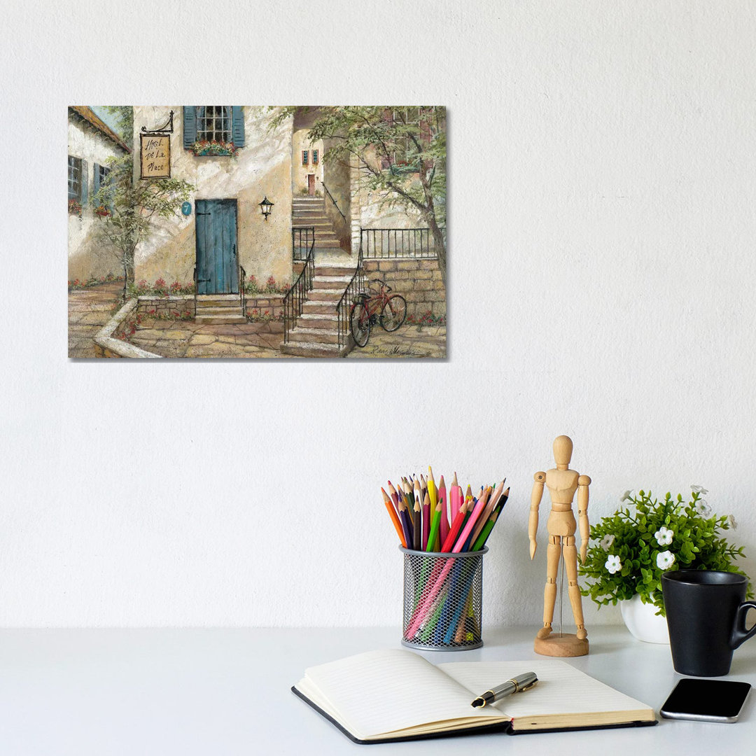 Hotel De La Place von Ruane Manning - Galerie-verpackte Leinwand Giclée auf Leinwand